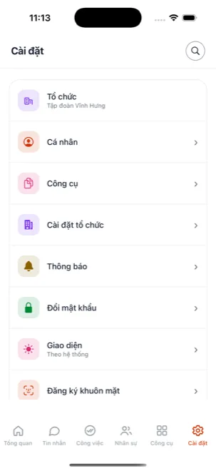 Màn Cài đặt của mỗi người