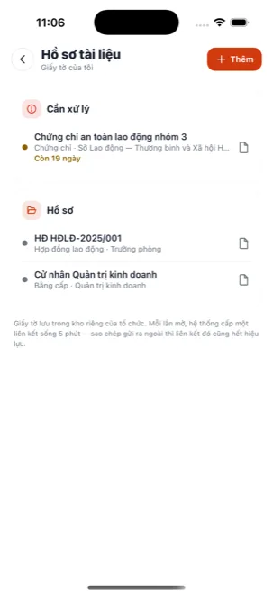 Hồ sơ nhân sự với mục Cần xử lý