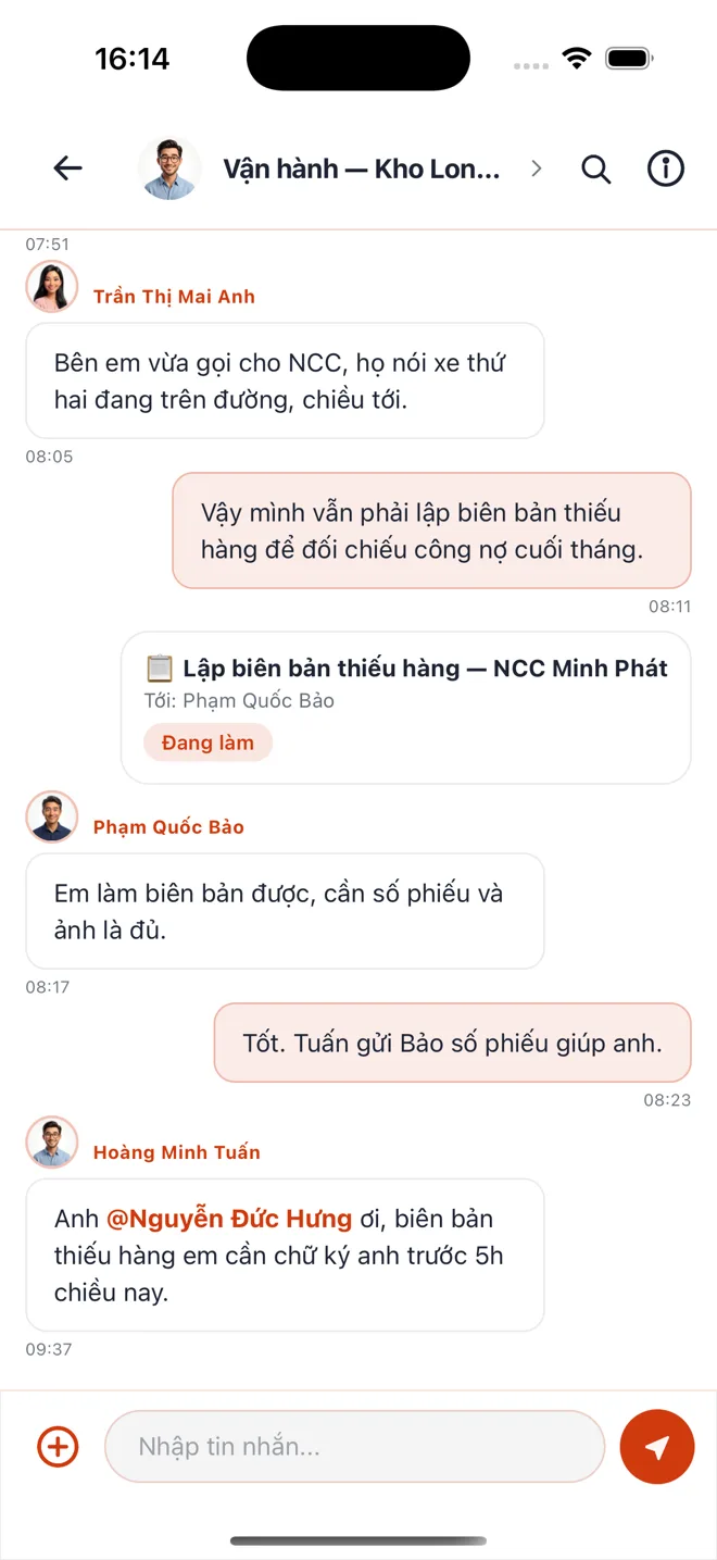 Nhóm chat theo phòng ban